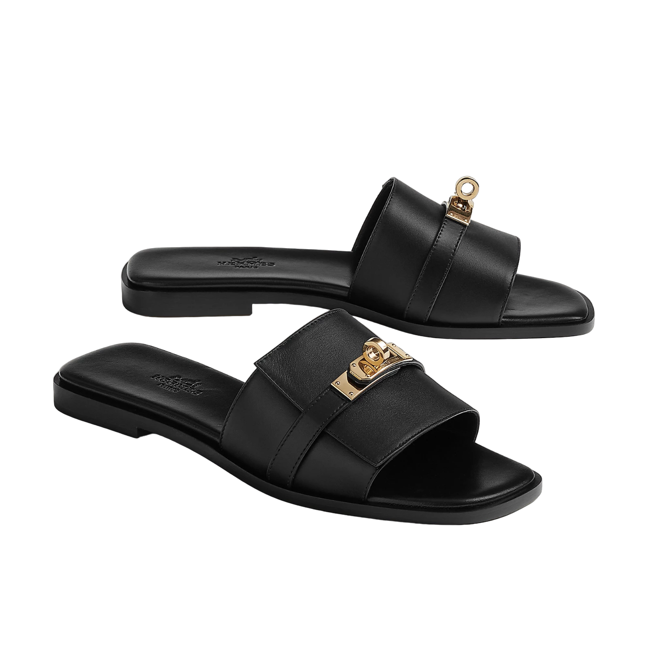 Hermes Giulia sandal Veau Lisse (Black)