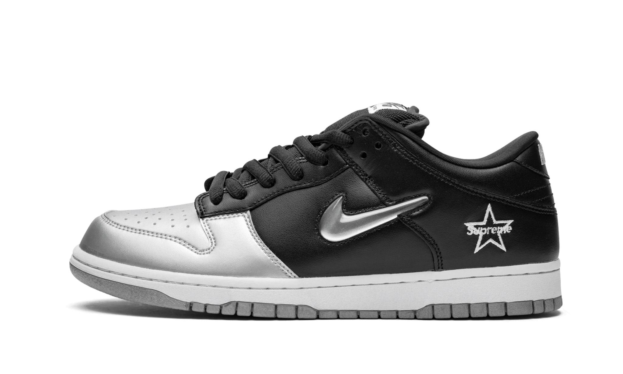 Nike SB Dunk Low x "Supreme - Jewel Swoosh Silver/Black"