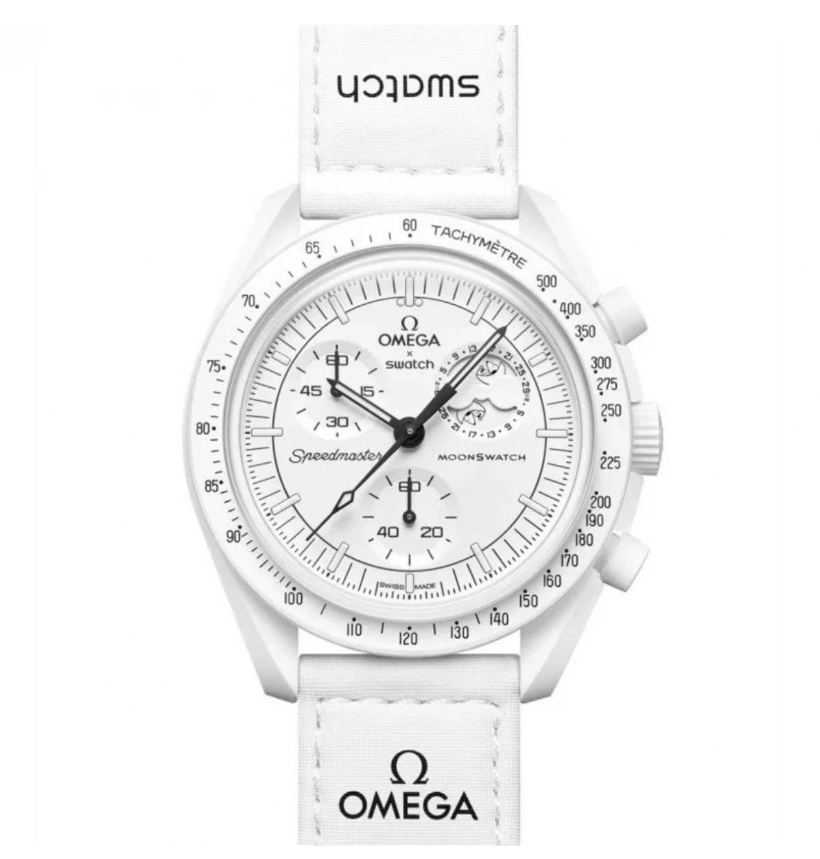 Swatch x Omega Bioceramic Moonswatch Mission To Moonphase Snoopy White