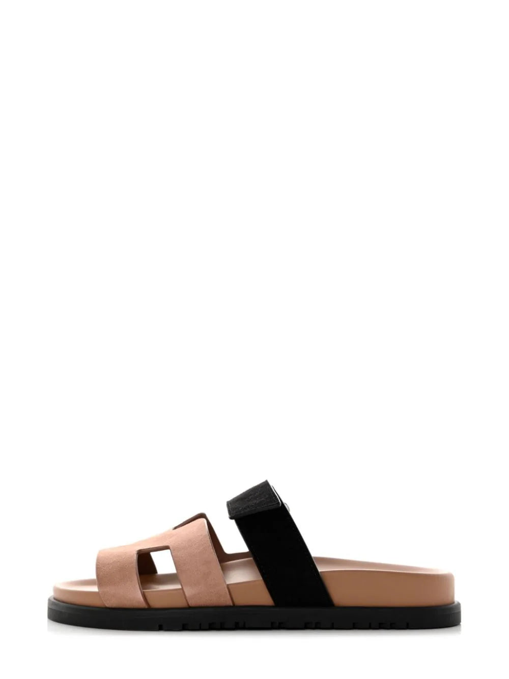 Hermès Chypre Techno Sandal Ve Rose Perle/Black Suede