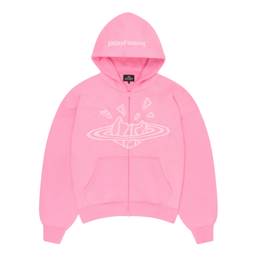 Broken Planet Basic Zip Up Hoodie Pink