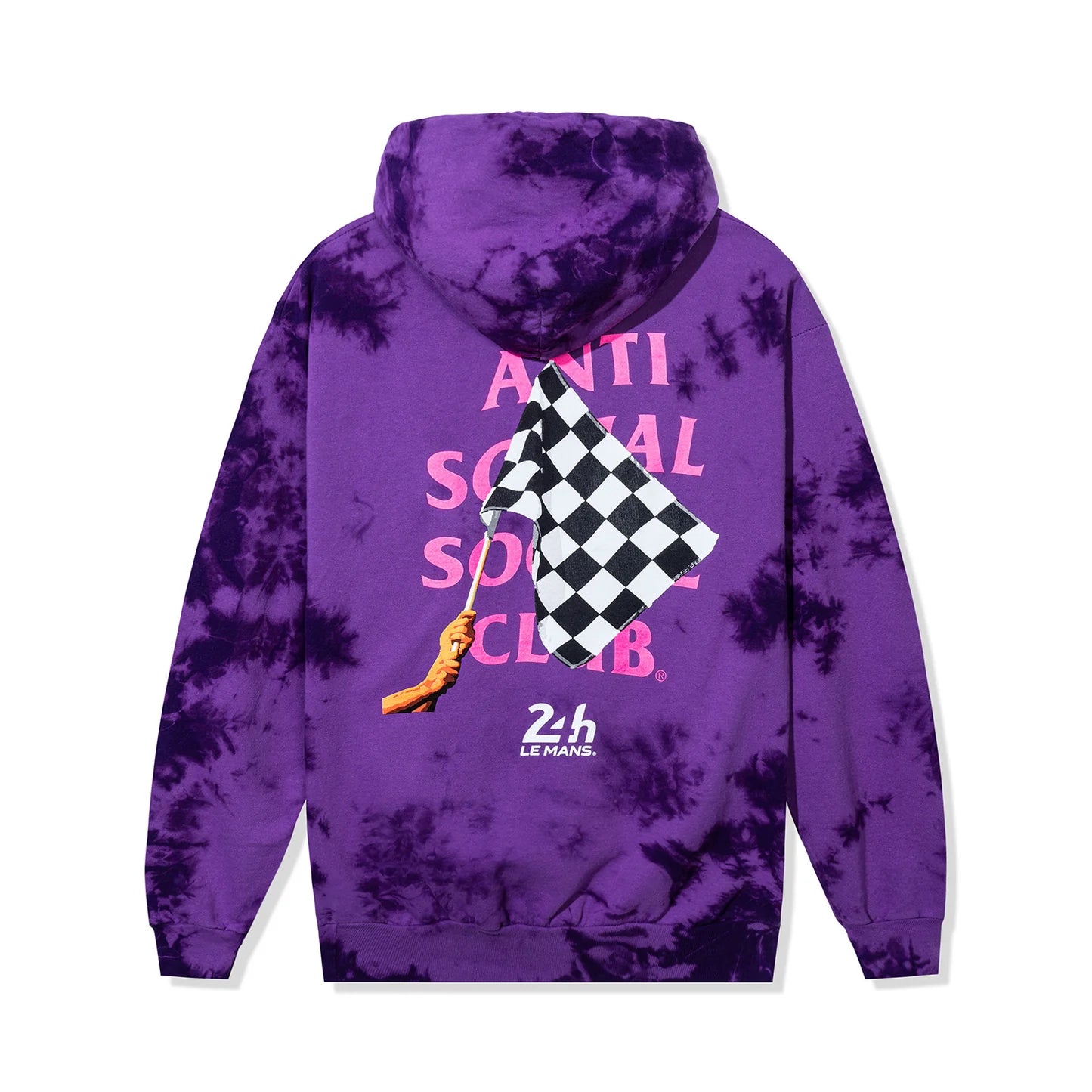 Anti Social Social Club X24H Le Mans Chequered Flag Tie-Dye Hoodie Purple