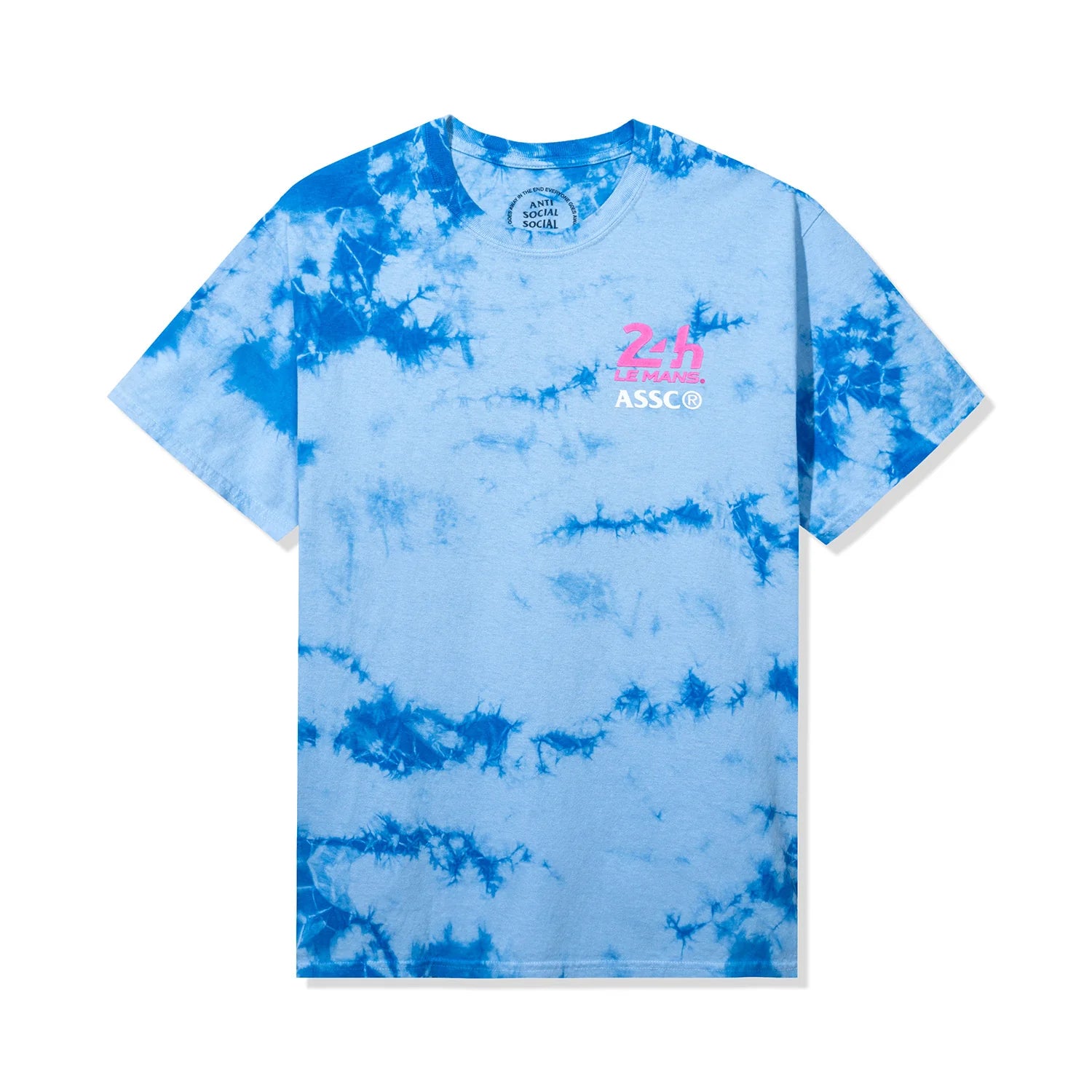 Anti Social Social Club X 24H Le Mans Chequered Flag Tie-Dye T-shirt Sky Blue