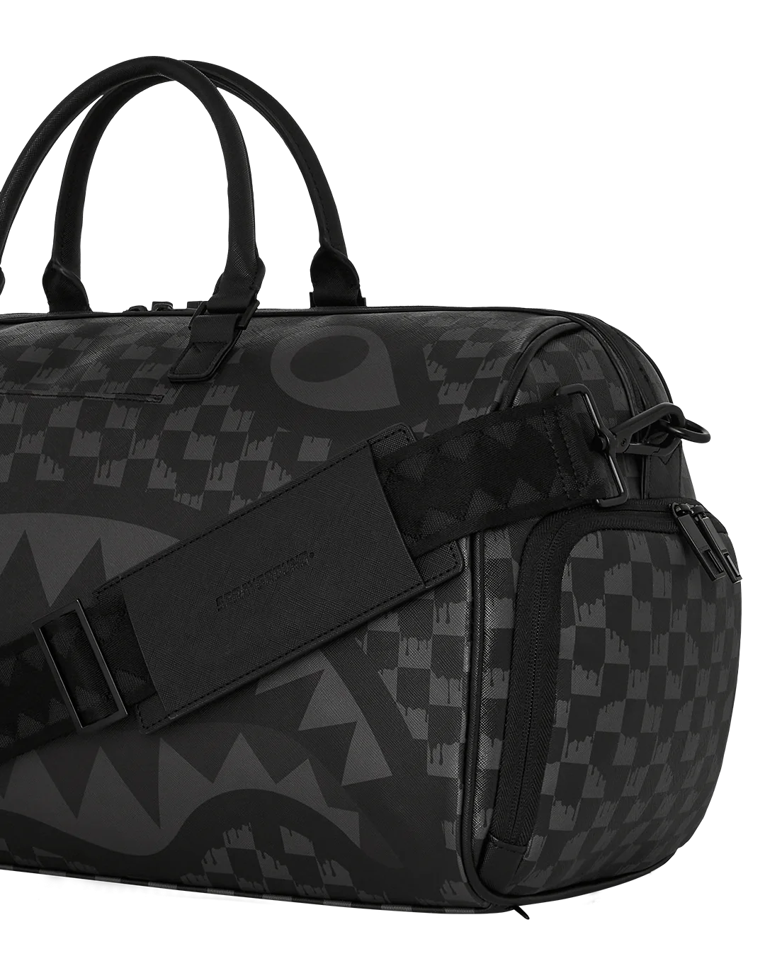 Sprayground Hangover Grey Drip Check Duffle Bag