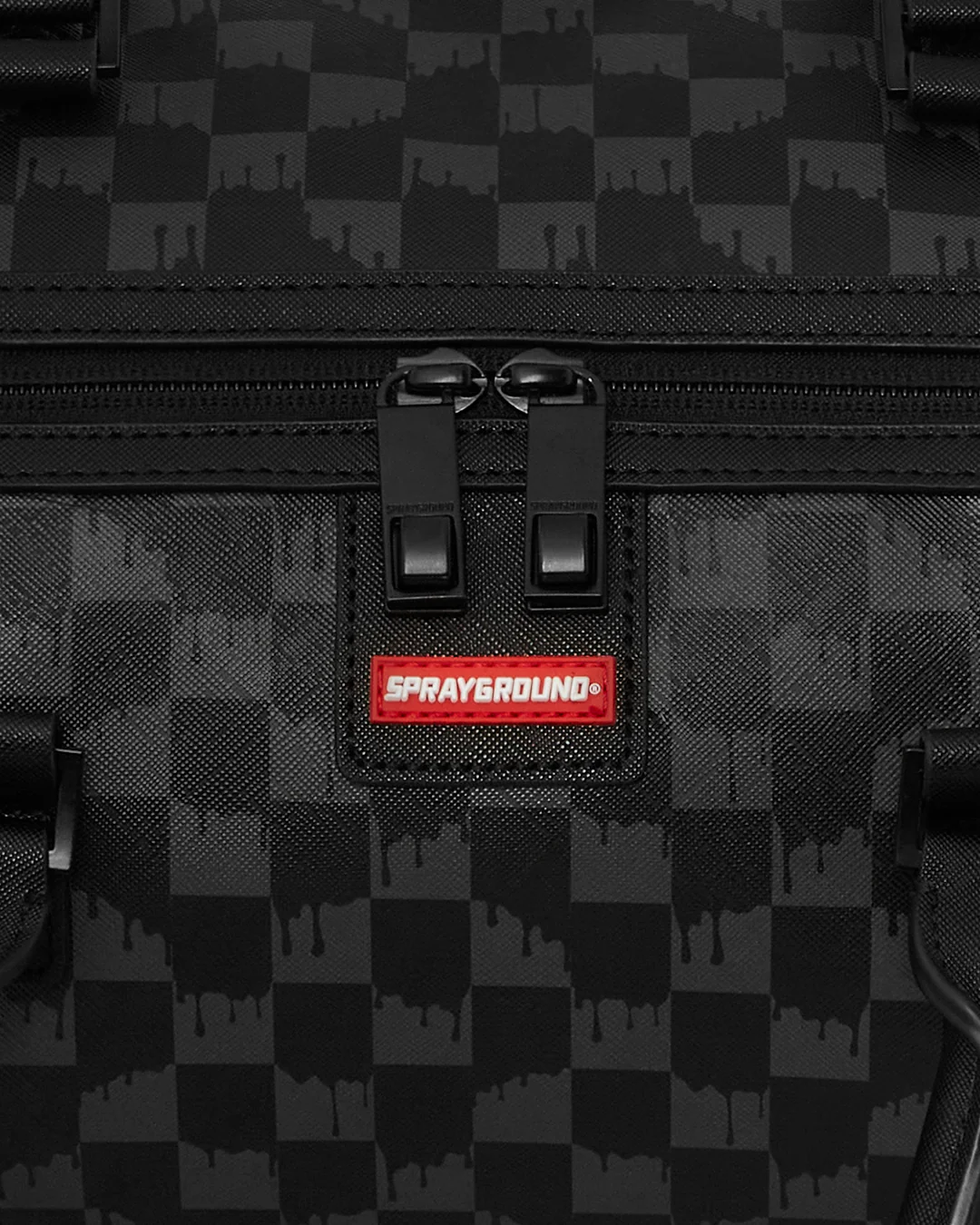 Sprayground Hangover Grey Drip Check Duffle Bag