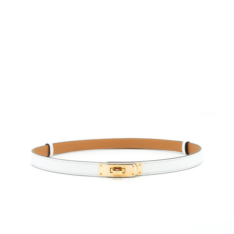 Hermes Kelly 18 Belt in White/Gold Epsom