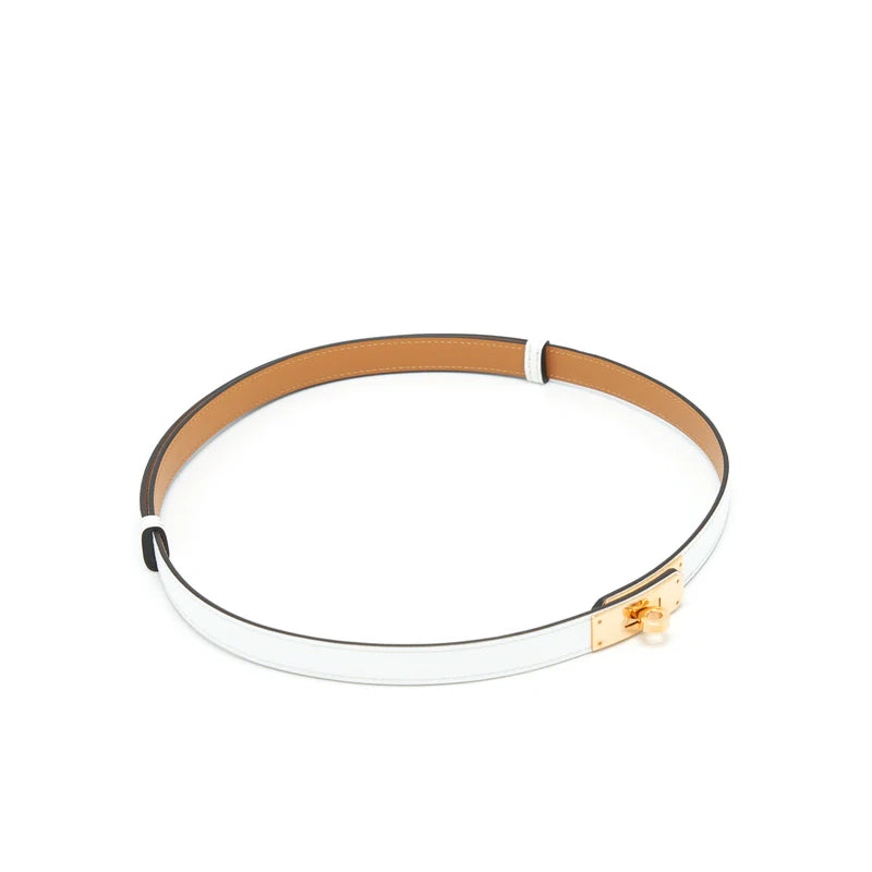 Hermes Kelly 18 Belt in White/Gold Epsom