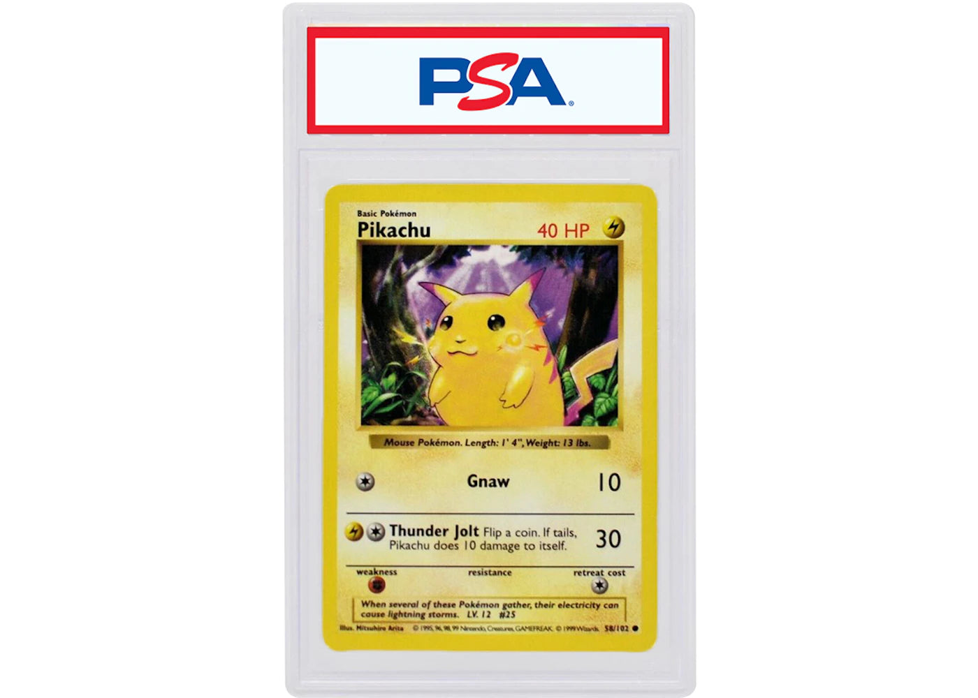 Pikachu 1999 Pokémon TCG Yellow Cheeks Shadowless #58 - 1999