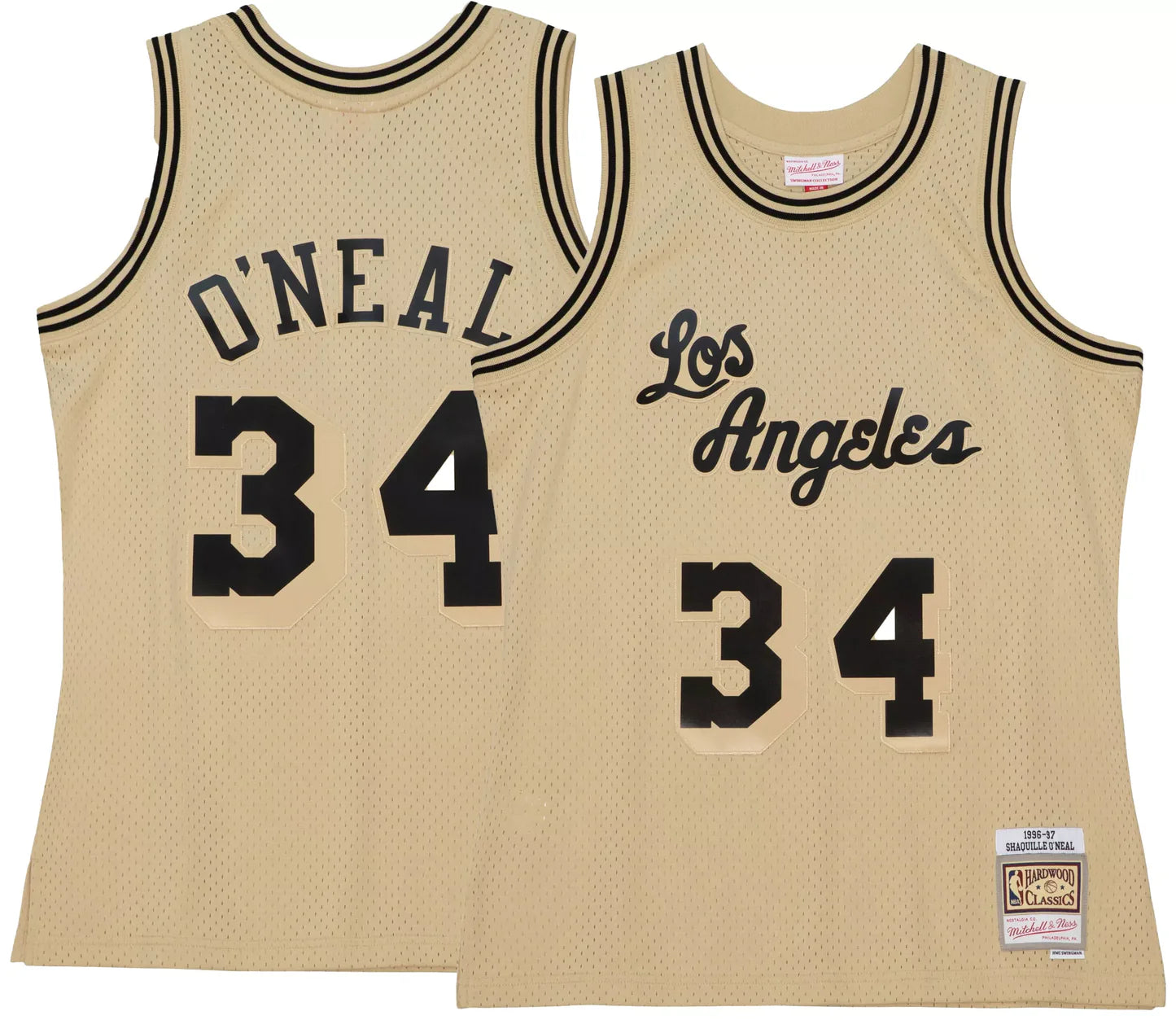 Khaki Black Swingman Shaquille O'Neal Los Angeles Lakers 1996-97 Jersey