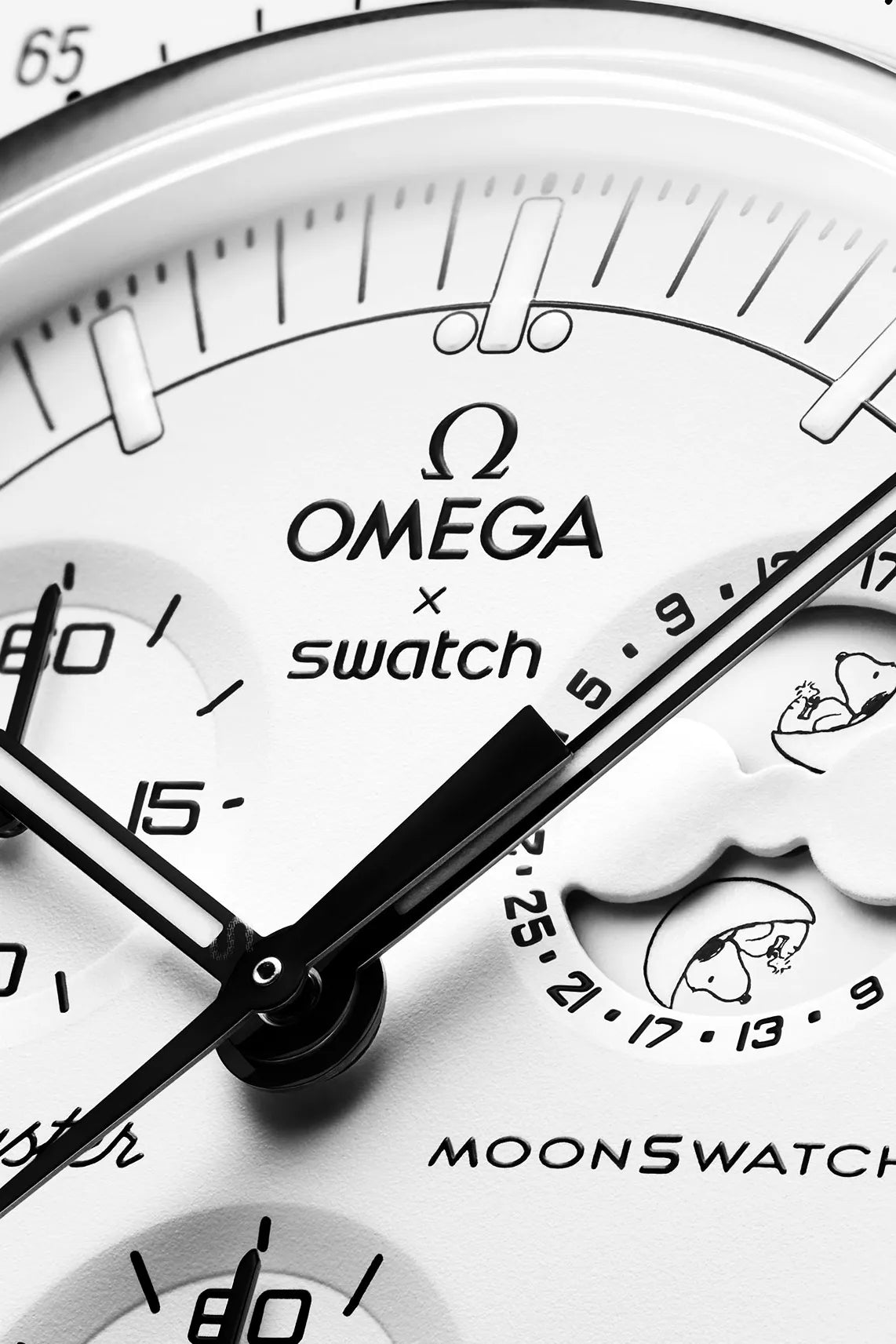 Swatch x Omega Bioceramic Moonswatch Mission To Moonphase Snoopy White