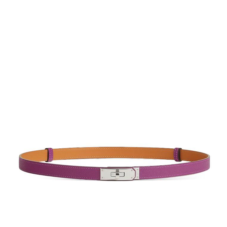 Hermes Kelly Belt Anémone Rose/Silver Epsom