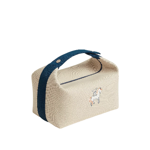 Hermes Bride A Brac  H Natte Large Model Cabriole Case Blue