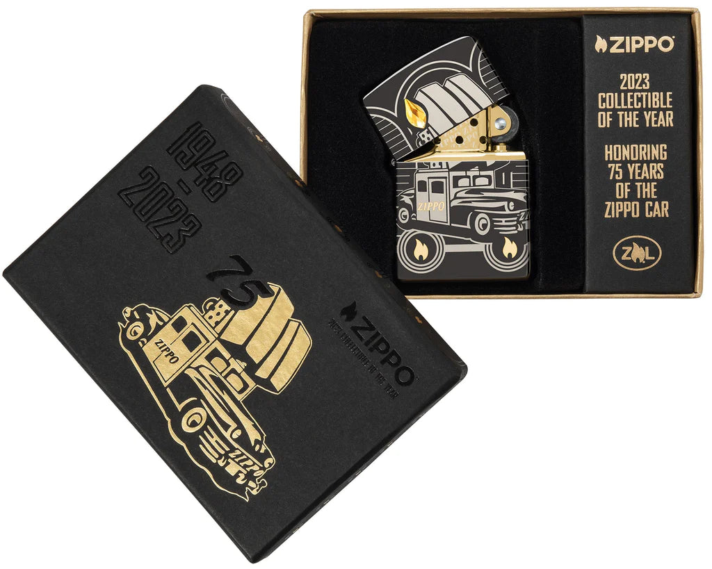 Zippo Car 75th Anniversary Collectible Armor High Polish Black Windproof Lighter