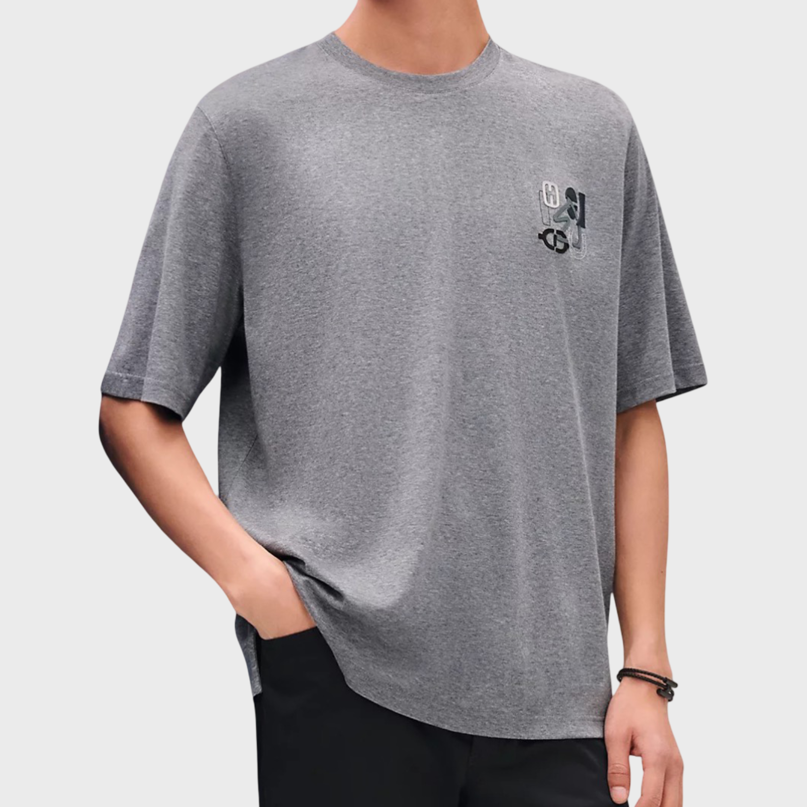 Hermes T-shirt Mini Patch Puzzle leather details 76 Gris