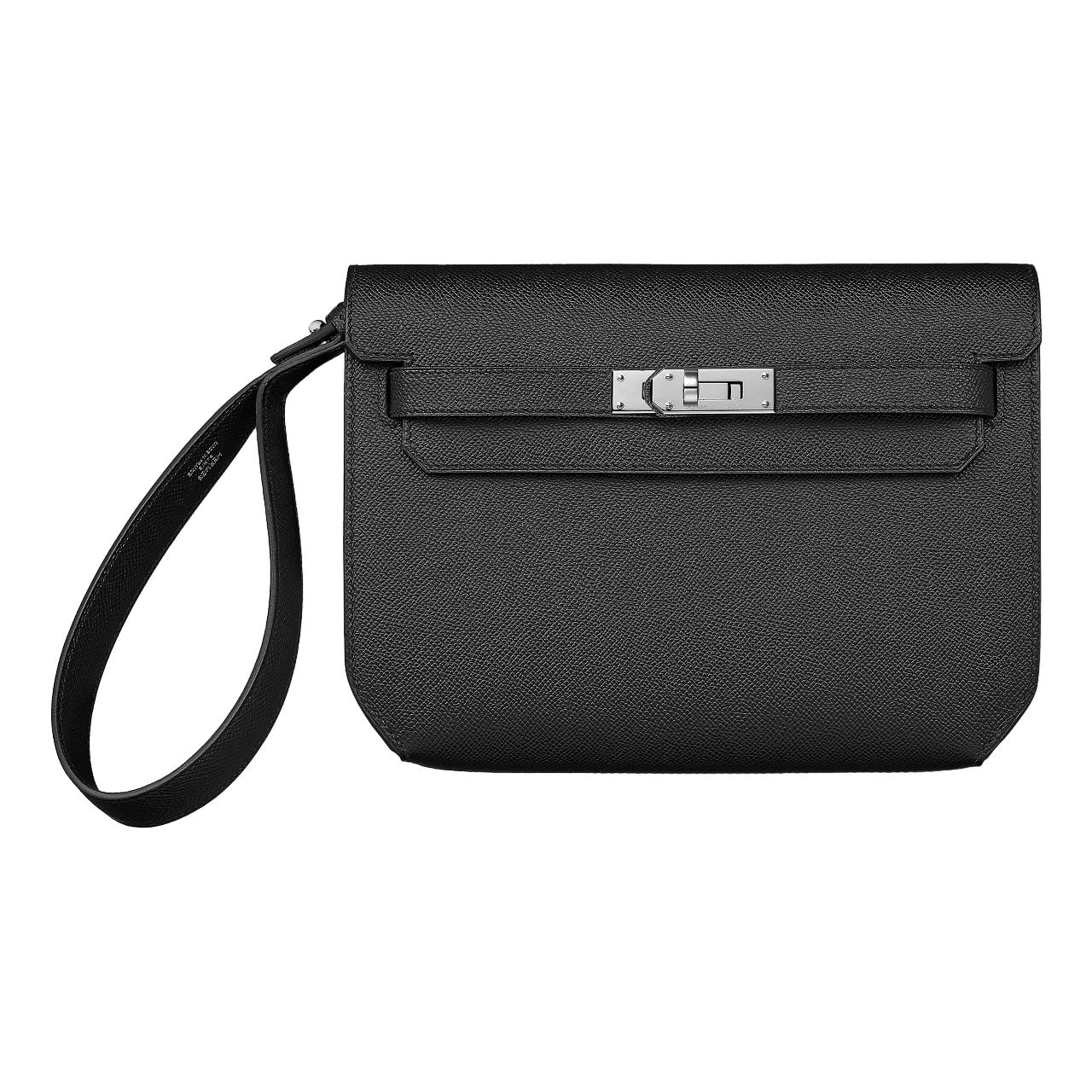 Hermes Kelly Depeches Pouch 25 Noir / Silver