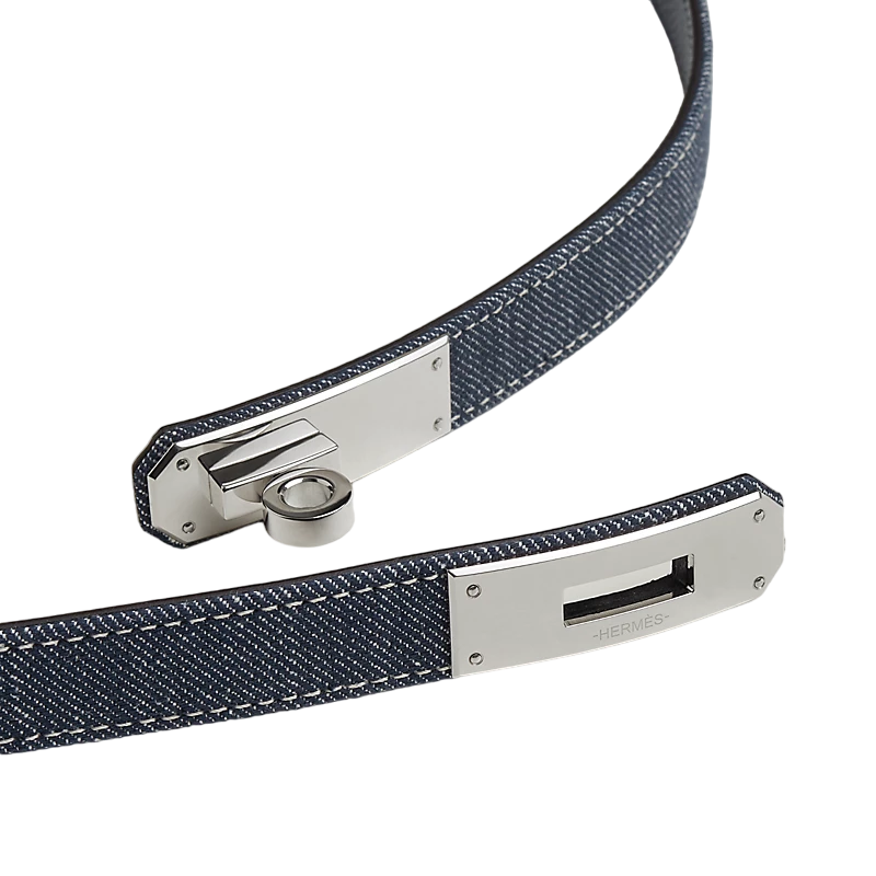 Hermes Gold Kelly 18mm Belt Navy