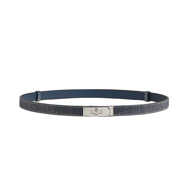 Hermes Gold Kelly 18mm Belt Navy