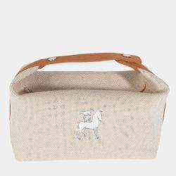 Hermes Bride A Brac H Natte Large Model Case Canvas  Beige/Horse