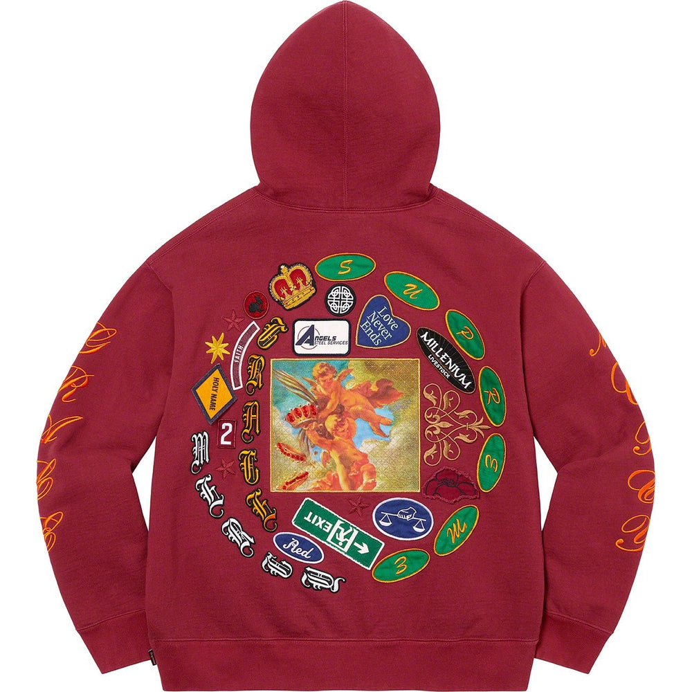 Supreme Patches Spiral Hooded Sweatshirt (Cardinal)