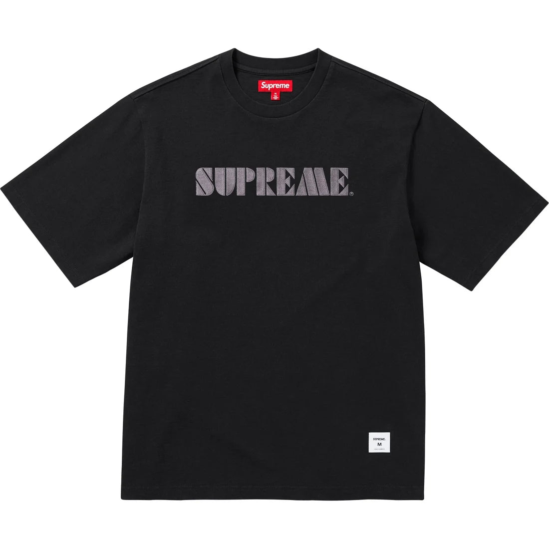 Supreme Stencil Embroidered T shirt Black