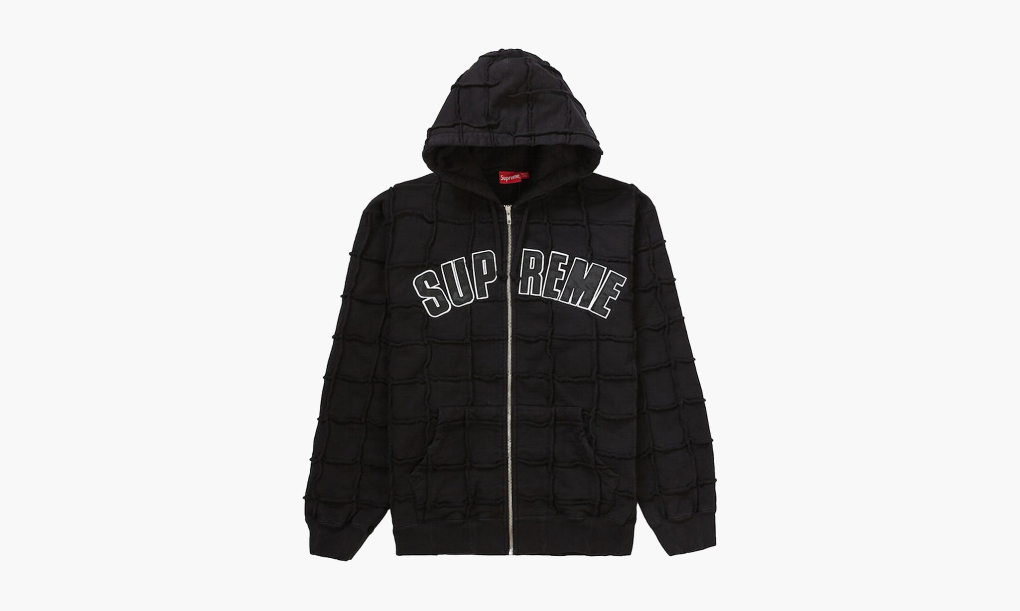 Supreme Reverse Patchwork Zip Up Hooded Sweatshirt Black