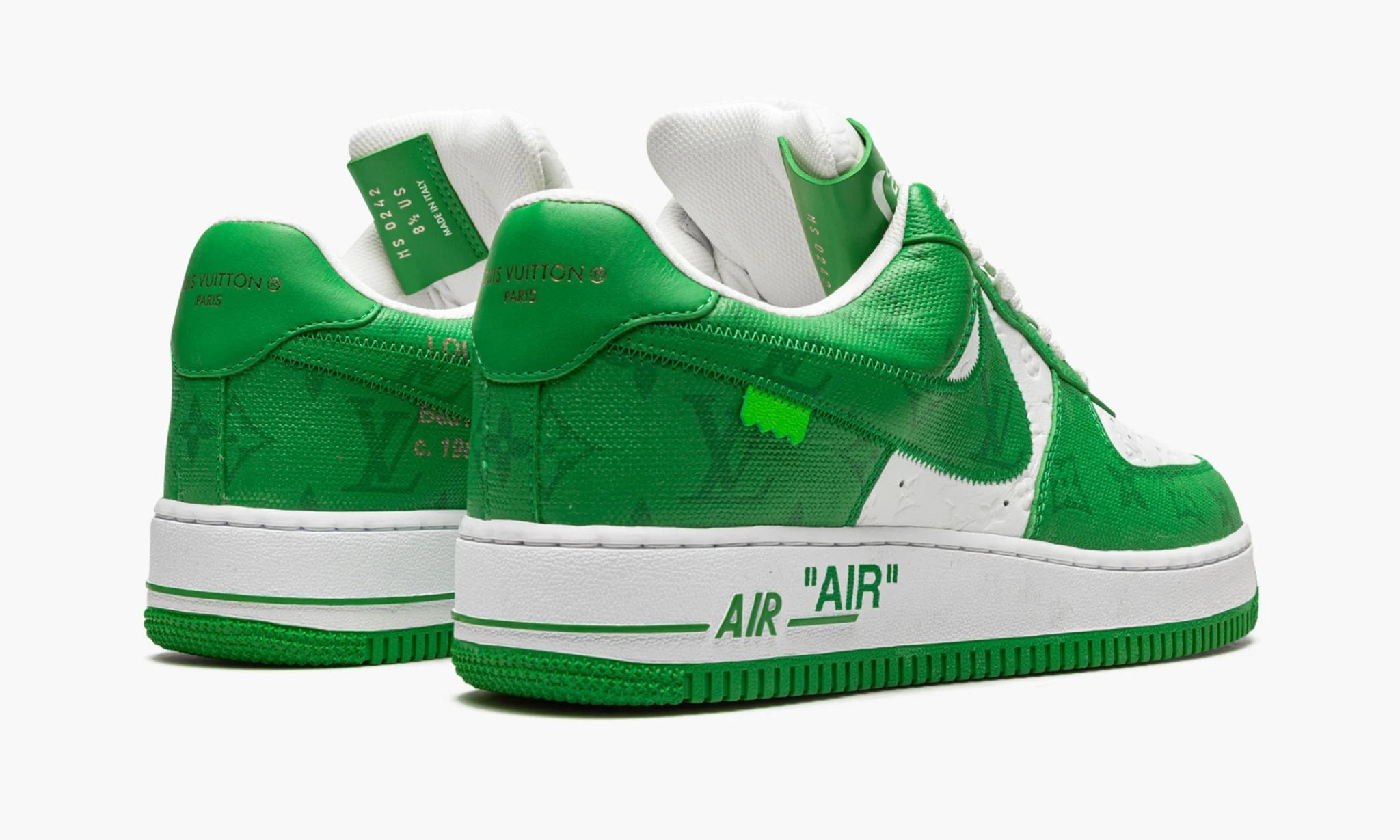 Louis Vuitton Nike Air Force 1 Virgil Abloh Green/White Sneaker Size 8 New