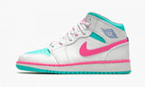 Air Jordan 1 Mid White Pink Green Soar (GS)