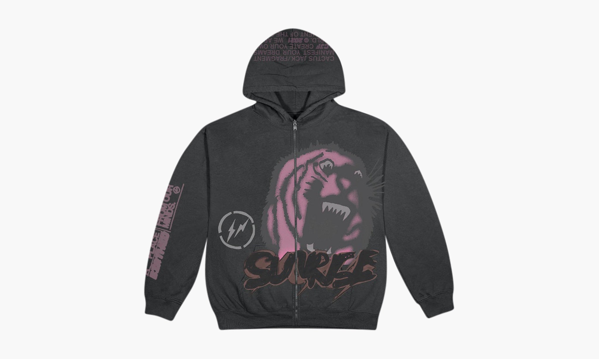 Shop Travis Scott Cactus Jack For Fragment Sunrise Zip Up Hoodie Black