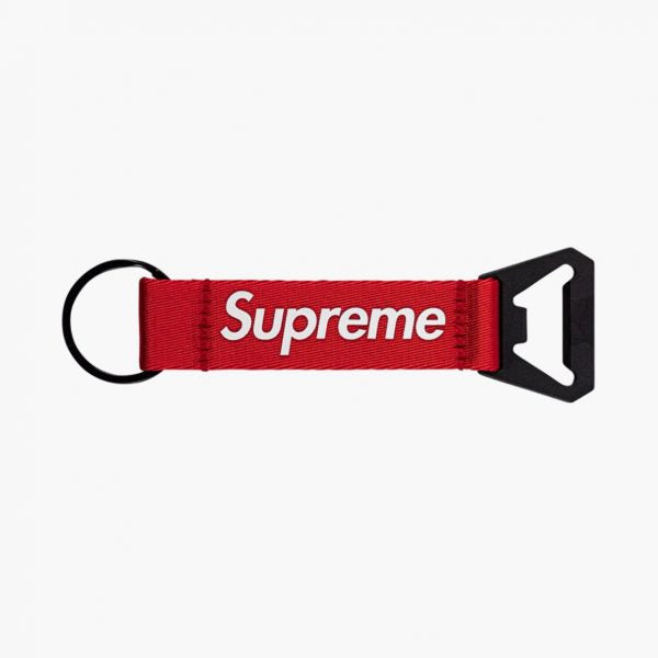 Supreme bottle opener webbing keychain Red